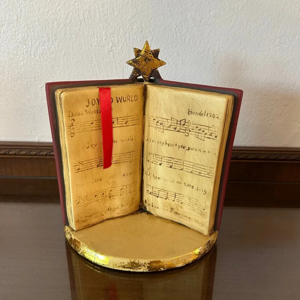 Vintage Christmas Joy to the World Hymnal Book Figurine Holiday Decor Star